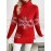 Women's Elegant Snowflake Christmas Sweater - High Neck Long Sleeve Red Winter Top, Festive Holiday Party Outfit, Cozy Winterwear Blouse