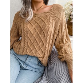 Women's Winter Warm Round Neck Sweater - Soft Casual H-Line Pullover with Drop Shoulder Long Sleeves, Solid Color Blouses-Under Easily Machine Washable Sweaters for Daily Wear (No Bulk to Worry About)