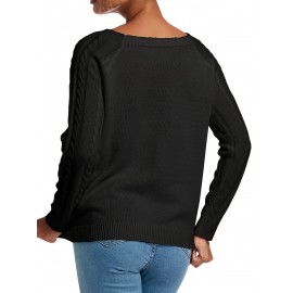 Women's Winter Warm Round Neck Sweater - Soft Casual H-Line Pullover with Drop Shoulder Long Sleeves, Solid Color Blouses-Under Easily Machine Washable Sweaters for Daily Wear (No Bulk to Worry About)