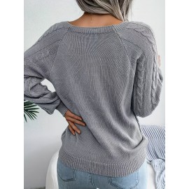 Women's Winter Warm Round Neck Sweater - Soft Casual H-Line Pullover with Drop Shoulder Long Sleeves, Solid Color Blouses-Under Easily Machine Washable Sweaters for Daily Wear (No Bulk to Worry About)