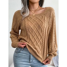 Women's Winter Warm Round Neck Sweater - Soft Casual H-Line Pullover with Drop Shoulder Long Sleeves, Solid Color Blouses-Under Easily Machine Washable Sweaters for Daily Wear (No Bulk to Worry About)