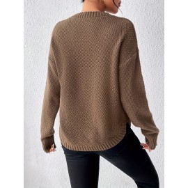 Women'S Crew Neck Pullover Sweater