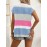 Women's Pastel Pink & Purple Striped Sweater - Oversized V-Neck Long Sleeve Blouse, Loose Fit Casual Summer Top with Round Neckline for Beach Outfits, Brunch Dates & Casual Attire, Machine Washable Layering Piece (Pink/Purple/White/Peach), Soft Fabric for Comfort, Relaxed Fit for Jeans Shorts & Dresses, Suitable for Beach Travel and Casual Outings