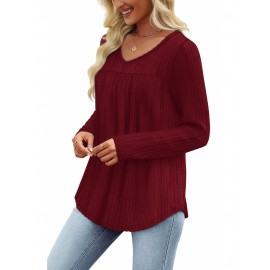 Women's 3pcs V-Neck Sweater Set - Lightweight Layering Shirts with  (No Bulk), Beige/Olive /Black Solid Color Tops | Machine Washable All-Season Blouses for Casual & Semi-Formal Outfits, 95% /5% Spandex Wear