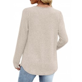 Women's 3pcs V-Neck Sweater Set - Lightweight Layering Shirts with  (No Bulk), Beige/Olive /Black Solid Color Tops | Machine Washable All-Season Blouses for Casual & Semi-Formal Outfits, 95% /5% Spandex Wear