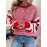 Women's Red & White Striped Sweater - Soft Stretchy Crewneck Sweater with Black Piping & Horizontal Stripes, Elegant Winter Sweater for Christmas Parties, Family Gatherings, Cozy Holiday Outfits (Pink/Beige/Brown/Navy) - Versatile