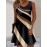 Women's Black & Beige Striped Sleeveless A-Line Dress - Casual Spring Summer Sundress with Round Neck, Machine Washable Beach Vacation Dress for Outdoor Activities, Beach Dresses