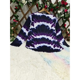 Women's Plus Size Bohemian Tie-Dye corset top - Turquoise green, black, and blue/teal longline shirt | H-Line Silhouette | Machine Washable Layering Blouse for Fall/Winter | Casual Everyday & Formal Outfits | Ideal Women's Gift with Round Neck & Vibrant Bohemian Print | Comfortable & Stylish for Layering or Solo Wear, Jersey Dress For Women Plus Size, Plus Size Tshirt Dress, Tshirt Dresses For Women, Tshirt Dress Women Plus Size, T Shirt Dresses For Women Plus Size