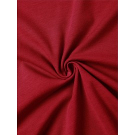 Women's Red Christmas T-Shirt with Santa & Reindeer Print, Merry Christmas Lettering & Gingerbread Men - Casual Round Neck Short Sleeve Holiday Party Outfit, All-Season Wear (Machine Washable) - Festive Gift Apparel