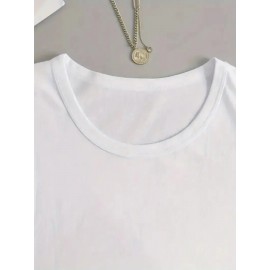 Women'S 100% Long Sleeve T-Shirt with Red & Letter Graphic Print - Casual Round Neck All-Season Top, Breathable Casual Attire, Regular Fit for Layering & Statement Outfits, Versatile Casual to Semi-Formal Wear, Elegant Art Design, Geometric Pattern