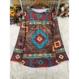 Women'S Southwest-Style Geometric Print Long-Sleeve Top - Elastic V-Neck Casual Shirt, Machine Washable Translucent Fabric with Turquoise/Orange/Black/Beige/White/Gray Patterns, Resort Wear & Everyday Elegant Blouse for Fall Winter Layering, Southwestern Bohemian Style Clothing, Regular Fit with Intricate Geometric Design, Stretchy Material for Comfort, Spring/Summer Wear, Pullover Style with Long Sleeves, Women Top And Blouse, V Neck T Shirt For Women, Fall Shirt For Women, White Top