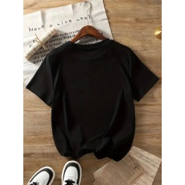 Women's Turquoise Blue Short Sleeve T-Shirt - Soft Pure Round Neck Top with Chicken Print (Hens & Bow Tie Design) - Casual & Party Wear for Spring Summer Fall - Comfortable Colors Everyday Blouse