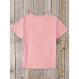 Women'S Pink Christmas Graphic T-Shirt - 