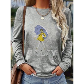Women'S Long Sleeve T-Shirt - White Top with SALTY Graphic, Crew Neck Casual Everyday Shirt for Women, All-Season Everyday & Party Outfits - from Local Warehouse, Versatile Clothing, Playful Design, Quality Stitching, Stylish Blouse, Fashion Lovers