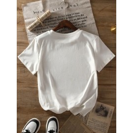 Local delivery - One piece Women's printed T-shirt -100% casual round neck short sleeved top with rugby elements, breathable and comfortable, suitable for match days, parties and daily wear, machine washable, all season casual clothing - perfect for