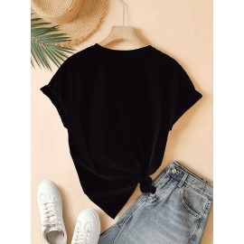 [Vibrant Graphic Tee] Vibrant Purple Women's Casual Short-Sleeve T-Shirt with Bold 867 FIVE 309 Graphic Print | Round Neck Top, Sporty Comfort Fit, Machine Washable Spring Summer Tee, Ladies T Shirts, Casual Attire, Soft Fabric