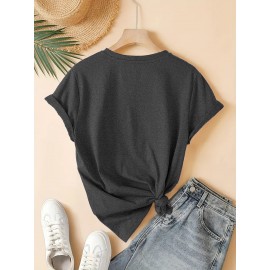 [Vibrant Graphic Tee] Vibrant Purple Women's Casual Short-Sleeve T-Shirt with Bold 867 FIVE 309 Graphic Print | Round Neck Top, Sporty Comfort Fit, Machine Washable Spring Summer Tee, Ladies T Shirts, Casual Attire, Soft Fabric