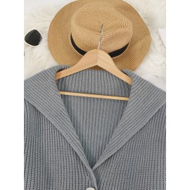 Plus Size - Women'S Plus Size Casual Cardigan - Soft Open Front Sweater with Button Closure, Side Pockets - Cozy Fall/Winter Sweater for Everyday & Formal Outfits - Available Now for Immediate Shipping, Winter Cardigan, Openfront Design, Comfortable Fit, Fall Fashion, Relaxed Style, Durable Material, Stylish Women