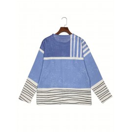 Women'S Lightweight 3D Full Stripe Cardigan Sweater, 100% Polyester Button Crewneck Knit Sweater, Four Seasons Casual Fashion Outerwear