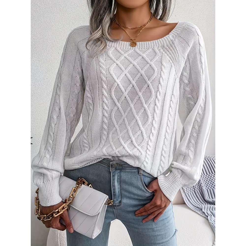 Women's Winter Warm Round Neck Sweater - Soft Casual H-Line Pullover with Drop Shoulder Long Sleeves, Solid Color Blouses-Under Easily Machine Washable Sweaters for Daily Wear (No Bulk to Worry About)
