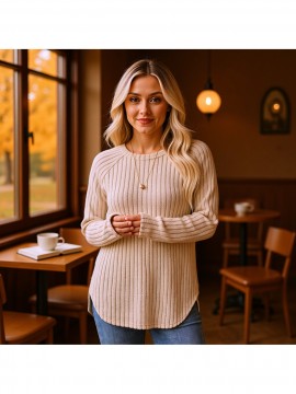 Women's Oversized Cable Sweater - All-Season Loose Fit Crew Neck Button-Front Pullover with High-Low Curved Hem, Solid Color Casual Sweaters (Machine Washable, 95% /5% Spandex) for Fall/Winter/Summer Layering