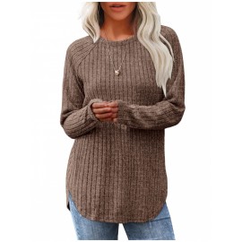 Women's Oversized Cable Sweater - All-Season Loose Fit Crew Neck Button-Front Pullover with High-Low Curved Hem, Solid Color Casual Sweaters (Machine Washable, 95% /5% Spandex) for Fall/Winter/Summer Layering